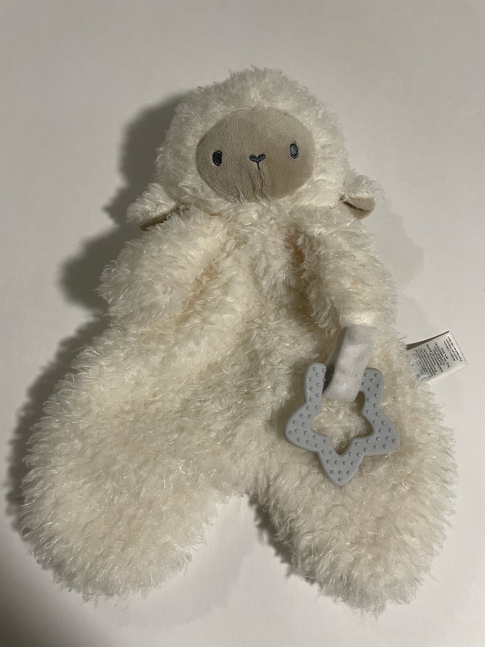 Carters Plush Baby Lamb Security Blanket Lovey Soother Teether Cream White 12”